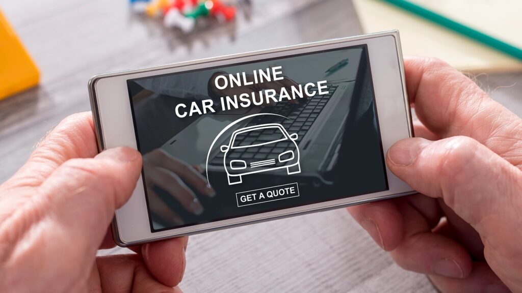 Online car insurance concept on mobile phone