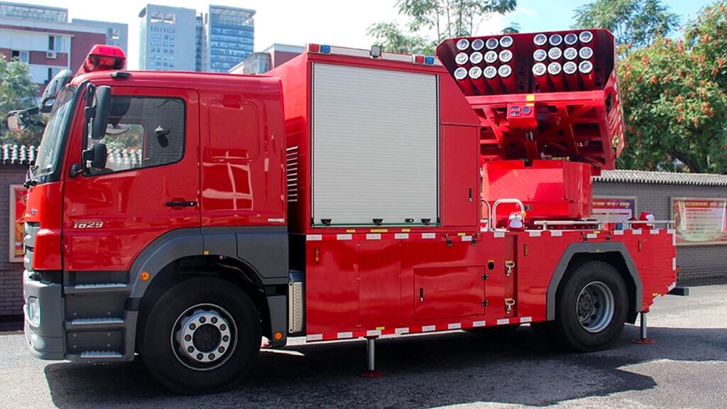 Rocket launcher fire truck