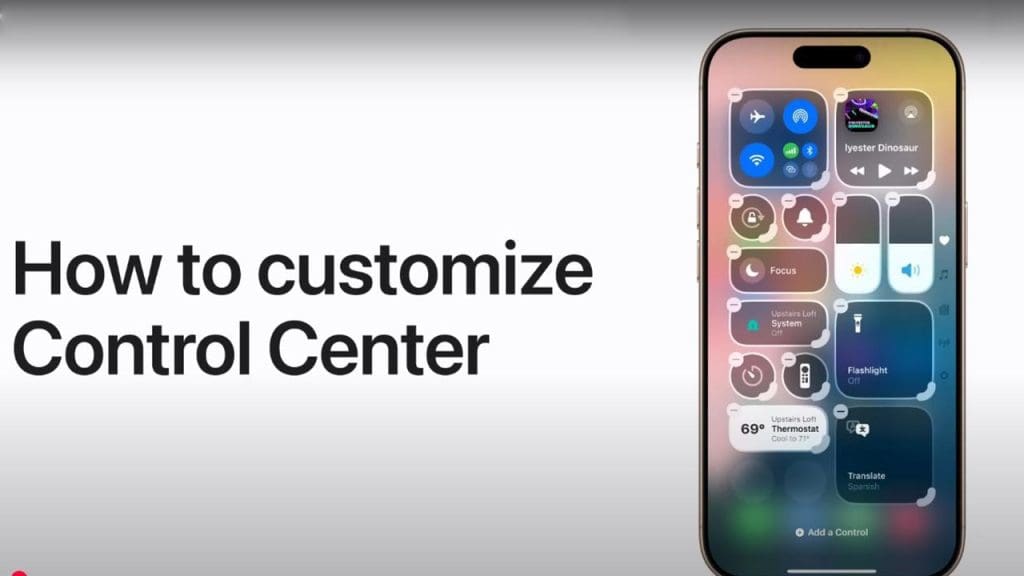 Customizable Control Center Shortcuts
