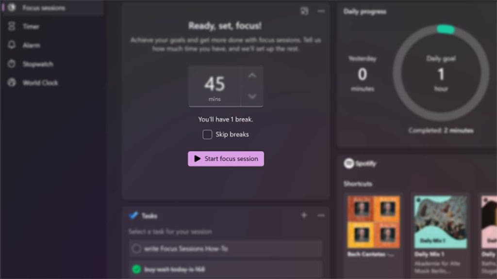 Focus Sessions in the Clock App