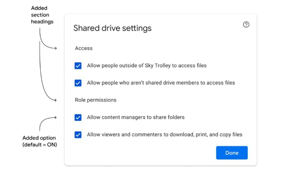 Google Drive Sharing Settings
