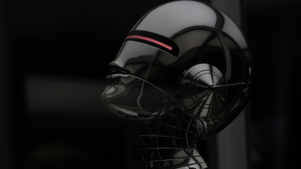 black and white robot illustration — Xu Haiwei