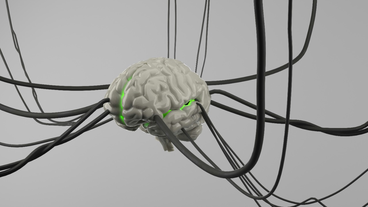 Image Credit: A computer generated image of a brain surrounded by wires — Bhautik Patel
