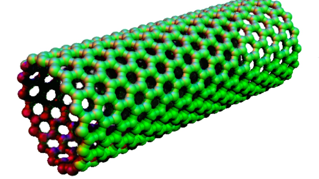 Image Credit: Carbon_nanotube_zigzag_povray.PNG: Arnero
derivative work: Antony-22 (talk) - Public domain/Wiki Commons