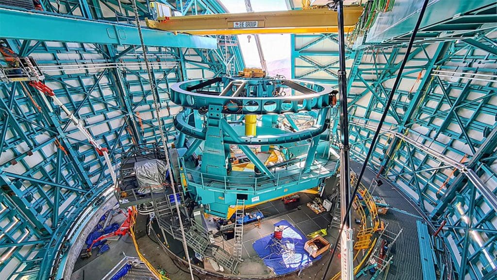 1280px_Telescope mount assembly, taken from the dome during bridge crane installation