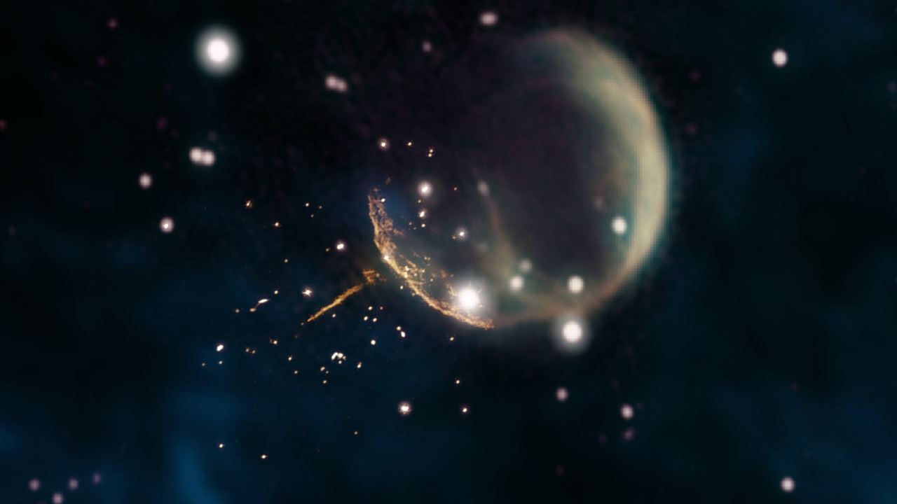 Image Credit: Credit: Composite by Jayanne English, University of Manitoba; F. Schinzel et al.; NRAO/AUI/NSF; DRAO/Canadian Galactic Plane Survey; and NASA/IRAS. - CC BY 3.0/Wiki Commons