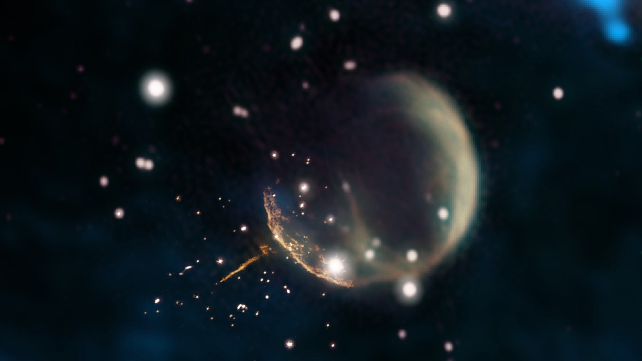 Image Credit: Credit: Composite by Jayanne English, University of Manitoba; F. Schinzel et al.; NRAO/AUI/NSF; DRAO/Canadian Galactic Plane Survey; and NASA/IRAS. - CC BY 3.0/Wiki Commons