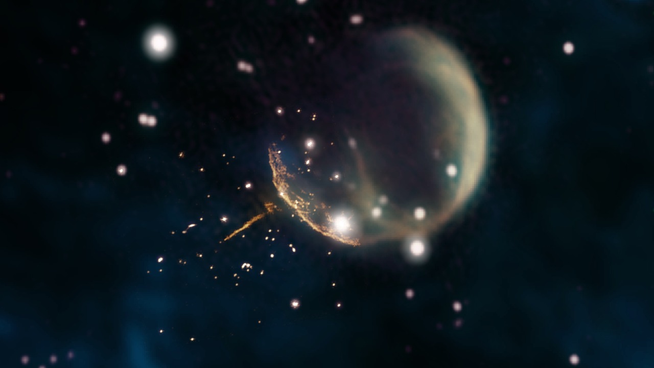 Image Credit: Credit: Composite by Jayanne English, University of Manitoba; F. Schinzel et al.; NRAO/AUI/NSF; DRAO/Canadian Galactic Plane Survey; and NASA/IRAS. - CC BY 3.0/Wiki Commons