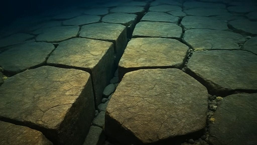 yellow brick road volcanic rock formation ocean