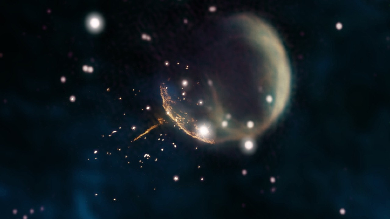 Image Credit: Credit: Composite by Jayanne English, University of Manitoba; F. Schinzel et al.; NRAO/AUI/NSF; DRAO/Canadian Galactic Plane Survey; and NASA/IRAS. - CC BY 3.0/Wiki Commons