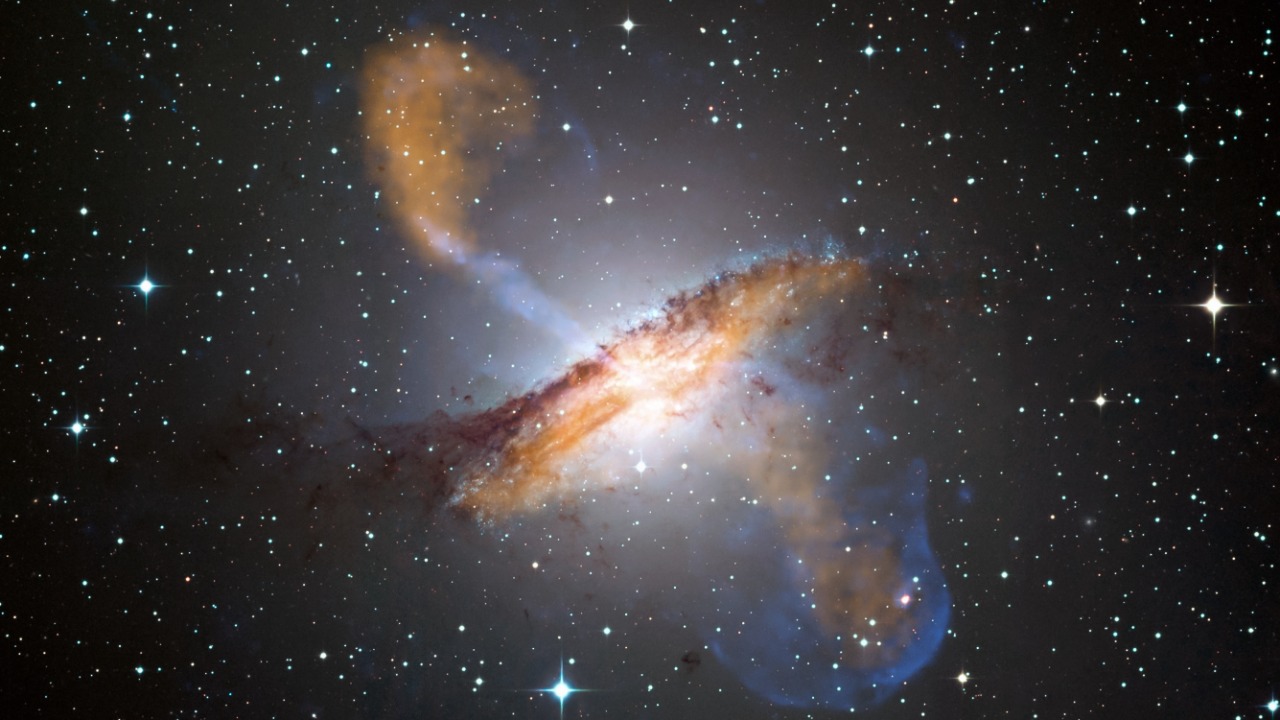 Image Credit: ESO/WFI (Optical); MPIfR/ESO/APEX/A.Weiss et al. (Submillimetre); NASA/CXC/CfA/R.Kraft et al. (X-ray) Derivative work including grading and crop: Julian Herzog - CC BY 4.0/Wiki Commons