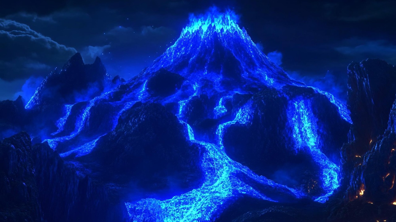 Blue lava at night is real, and the explanation is even crazier