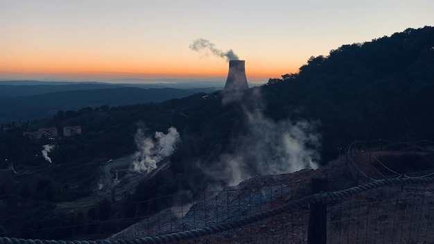 High angle view of cityscape against clear sky during sunset