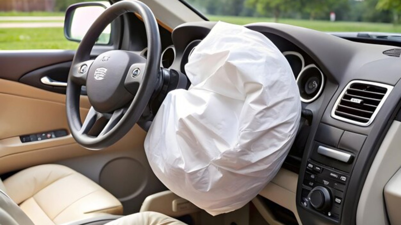 Car after accident Car interior with airbag after crash Image by Freepik